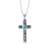Sleeping Beauty Turquoise Sterling Silver Cross Pendant With Chain 18+2 Inches