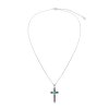 Sleeping Beauty Turquoise Sterling Silver Cross Pendant With Chain 18+2 Inches