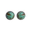 Round Turquoise 925 Sterling Silver Vintage Western Rope Edge Post Stud Earrings