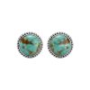 Round Turquoise 925 Sterling Silver Vintage Western Rope Edge Post Stud Earrings