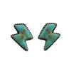 Lightning Bolt Turquoise 925 Sterling Silver Vintage Western Post Stud Earrings