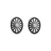 Oval Concho Fluted 925 Sterling Silver Vintage Western Stud Earrings