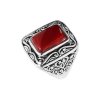 Red Agate Sterling Silver Ring