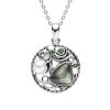 Abalone & Pearl And Chrome Diopside Sterling Silver Octopus With Chain 18+2 Inches