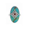 Turquoise & Garnet Sterling Silver Ring