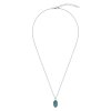 Turquoise & Garnet Sterling Silver Pendant With Chain 18+2 Inches