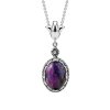 Purple Turquoise Sterling Silver Pendant With Chain 18+2 Inches