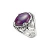 Oval Purple Turquoise 925 Sterling Silver Vintage Western Rope Statement Ring