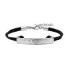 Leather And Hammered Sterling Silver Bracelet 7 Inch