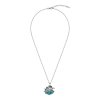 Western Turquoise Sterling Silver Horse Pendant with Chain 18+2 Inches