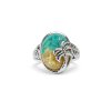 Mosaic Blue Turquoise & Calcite Sterling Silver Coconut Tree Ring