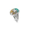 Mosaic Blue Turquoise & Calcite Sterling Silver Coconut Tree Ring