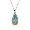 Turquoise & Calcite Sterling Silver Pendant with Chain 18+2 Inches