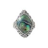 Abalone & White Topaz Sterling Silver Ring