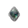 Abalone & White Topaz Sterling Silver Ring
