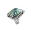 Abalone & White Topaz Sterling Silver Ring