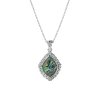 Abalone & White Topaz Sterling Silver Pendant with Chain 18+2 Inches