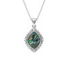 Abalone & White Topaz Sterling Silver Pendant with Chain 18+2 Inches