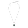 Abalone & White Topaz Sterling Silver Pendant with Chain 18+2 Inches