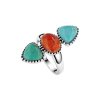 Blue & Green Turquoise and Coral Sterling Silver Ring