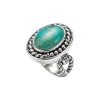 Oval Turquoise 925 Sterling Silver Vintage Tribal Statement Ring