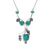 Turquoise Sterling Silver Leaf Necklace 18+2 Inches