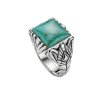 Square Turquoise 925 Sterling Silver Vintage Men's Signet Ring