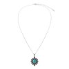 Turquoise Sterling Silver Flower Pendant 18+2 Inches