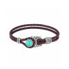Brass Leather With Turquoise Rhodium Over Brass Bracelet