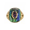 Abalone & Purple Cubic Zirconia 18K Yellow Gold Over Sterling Silver Ring
