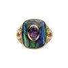 Abalone & Purple Cubic Zirconia 18K Yellow Gold Over Sterling Silver Ring