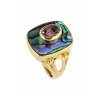 Abalone & Purple Cubic Zirconia 18K Yellow Gold Over Sterling Silver Ring