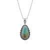 Turquoise Sterling Silver Pendant 18+2 Inches