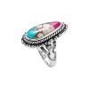 Pear Cotton Candy Magnesite 925 Sterling Silver Tribal Rope Ring