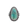 Pear Turquoise 925 Sterling Silver Vintage Tribal Rope Ring