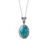 Turquoise Sterling Silver Pendant 18+2 Inches
