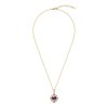 Charoite & Amethyst And White Zircon 18K Yellow Gold Over Sterling Silver Pendant 18+2 Inches