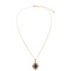 Charoite & Amethyst And White Zircon 18K Yellow Gold Over Sterling Silver Pendant 18+2 Inches
