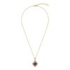 Oval Charoite Amethyst 18K Gold Plated 925 Silver Vintage Pendant Necklace