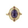 Charoite & Amethyst And White Zircon 18K Yellow Gold Over Sterling Silver Ring