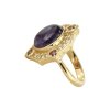 Charoite & Amethyst And White Zircon 18K Yellow Gold Over Sterling Silver Ring