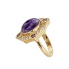 Oval Charoite Amethyst 18K Gold Plated 925 Silver Vintage Ring