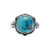 Hexagonal Turquoise Sterling Silver Ring