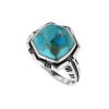 Hexagonal Turquoise Sterling Silver Ring