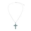Turquoise Sterling Silver Cross Pendant 18+2 Inches