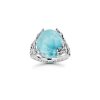 Larimar Sterling Silver Flower Ring