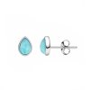 Pear Larimar Sterling Silver Earrings