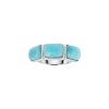 Cushion Larimar Three Stone 925 Sterling Silver Bezel Ring