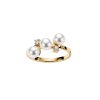 White Cultured Fresh Water Pearl & White Zircon 18K Yellow Gold Over Sterling Silver Ring