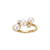 Freshwater Pearl White Zircon 18K Gold Plated Silver Cluster Ring
